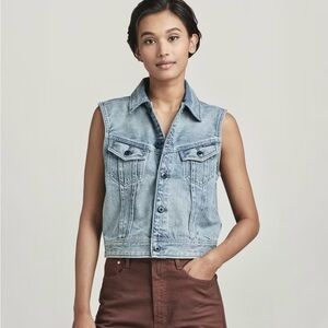 Geoffrey Beene Vintage Denim Vest Light Blue